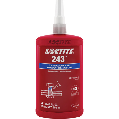 Threadlocker 243 Oil Tolerant, Blue, Medium, 250 ml, Bottle NRZ Safety Inc.