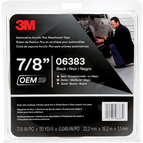 3M Automotive Acrylic Tape, 18 M (60') L x 22 mm (7/8") W, 45 mils, Acrylic NRZ Safety Inc.