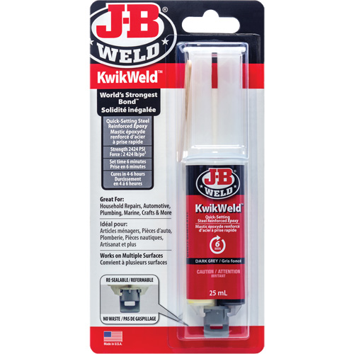 Adh&eacute;sif KwikWeld, 25 ml, Seringue, Deux composants, Gris NRZ Safety Inc.