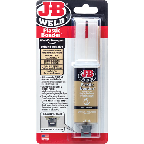 Plastic Bonder Adhesive, 25 ml, Syringe, Two-Part, Tan NRZ Safety Inc.