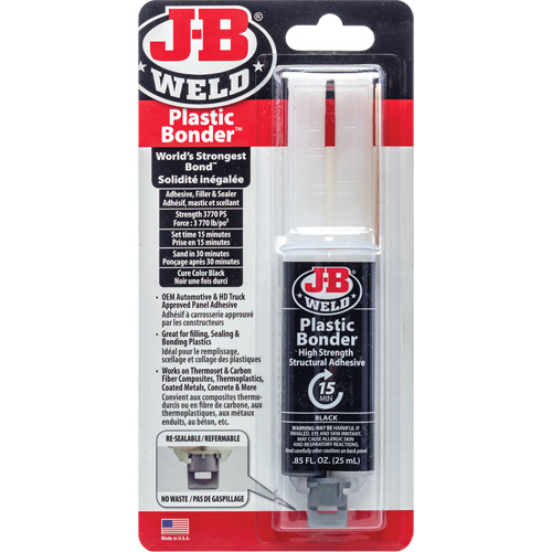 Plastic Bonder Adhesive, 25 ml, Syringe, Two-Part, Black NRZ Safety Inc.