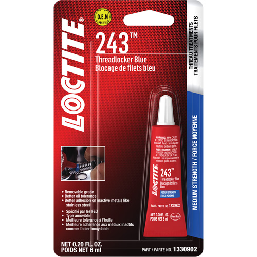 243 Threadlocker, Blue, Medium, 6 ml, Tube NRZ Safety Inc.