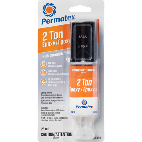 Colle &eacute;poxyde avec capacit&eacute; de 2 tonnes, 25 ml, Seringue, Deux composants, Transparent NRZ Safety Inc.
