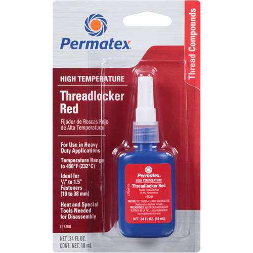 Adh&eacute;sif frein-filet pour temp&eacute;ratures &eacute;lev&eacute;es, Rouge, &eacute;lev&eacute;, 10 ml, Bouteille NRZ Safety Inc.