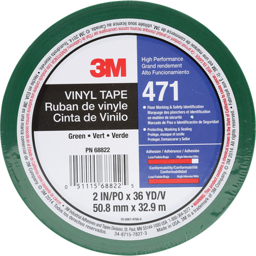 Ruban en vinyle 471, 50,8 mm (2") la x 32,9 m (108') lo, 5,2 mils, Vert NRZ Safety Inc.