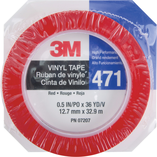 471 Vinyl Tape, 12 mm (1/2") W x 32.9 m (108') L, 5.3 mils, Red NRZ Safety Inc.