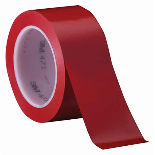 471 Vinyl Tape, 6 mm (1/4") W x 32.9 m (108') L, 5.2 mils, Red NRZ Safety Inc.