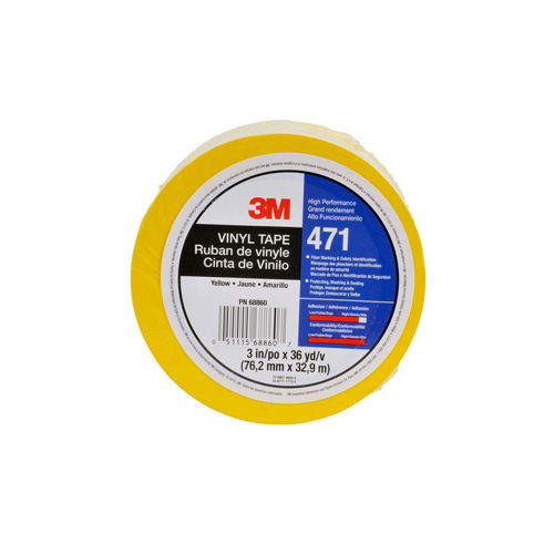 471 Vinyl Tape, 12 mm (1/2") W x 32.9 m (108') L, 5.2 mils, Yellow NRZ Safety Inc.