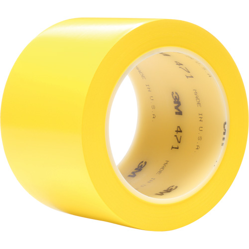 471 Vinyl Tape, 76.2 mm (3") W x 32.9 m (108') L, 5.2 mils, Yellow NRZ Safety Inc.
