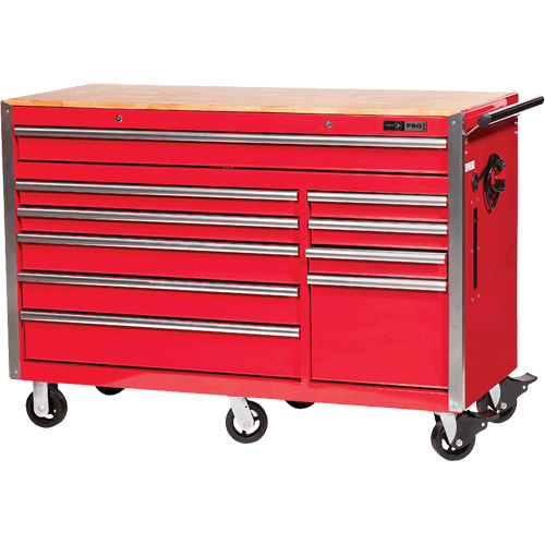 PRC5610 Pro Series Roller Cabinet, 10 Drawers, 55-9/10" W x 24-1/10" D x 39-7/10" H, Red NRZ Safety Inc.