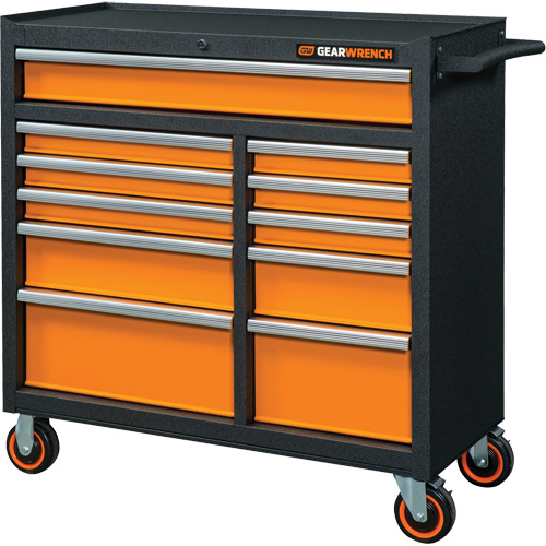 Armoire roulante pour outils s&eacute;rie GSX, 11 tiroirs, 41" la x 18-1/5" p x 41-1/2" h, Noir/Orange NRZ Safety Inc.