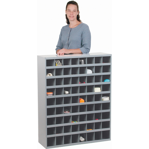 Steel Storage Bin Cabinet, 33-3/4" W x 12" D x 42" H, Grey NRZ Safety Inc.