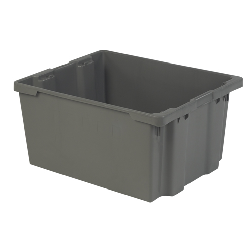 Polylewton Stack-N-Nest&reg; Containers, 15.1" x 30.1" x 24", Grey NRZ Safety Inc.