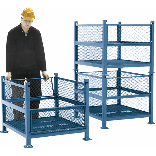 Conteneurs en m&eacute;tal grillag&eacute;, 2 panneaux repliables, Capacit&eacute; 2500 lb, 34,5" la x 40,5" p x 32,25" h NRZ Safety Inc.