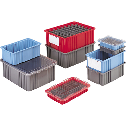 Divider Box&reg; Containers, Polyethylene, 10.8" W x 8.3" D x 2.5" H, Grey NRZ Safety Inc.