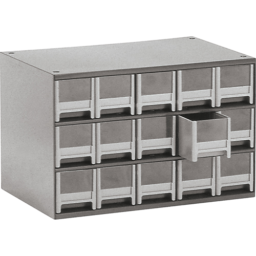 Modular Parts Cabinets, Steel, 15 Drawers, 17" x 10-9/16" x 3-1/16", Grey NRZ Safety Inc.