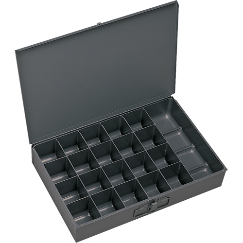 Boîtes &agrave; fond courb&eacute;, Acier, 21 compartiments, 18" la x 12" p, 3" h, Gris NRZ Safety Inc.