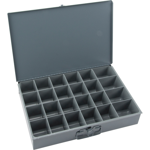 Compartment Scoop Boxes, Steel, 24 Slots, 18" W x 12" D x 3" H, Grey NRZ Safety Inc.