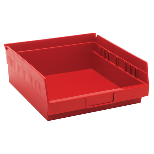 Shelf Bins, 11-1/8" W x 4" H x 11-5/8" D, Red, 30 lbs. Capacity NRZ Safety Inc.