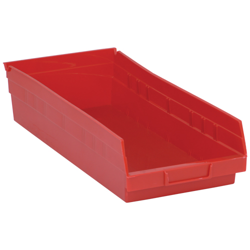 Shelf Bins, 8-3/8" W x 4" H x 17-7/8" D, Red, 40 lbs. Capacity NRZ Safety Inc.