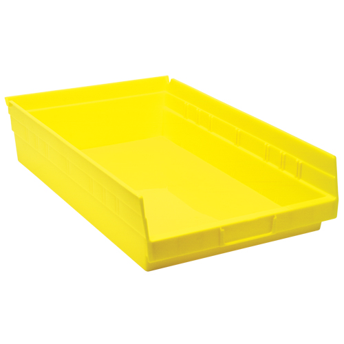 Shelf Bins, 11-1/8" W x 4" H x 17-7/8" D, Yellow, 40 lbs. Capacity NRZ Safety Inc.