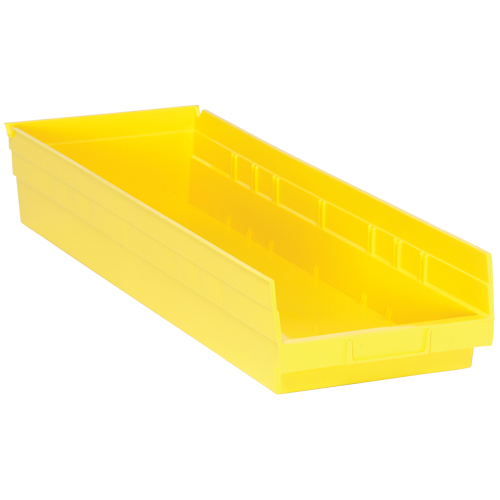 Shelf Bins, 8-3/8" W x 4" H x 23-5/8" D, Yellow, 50 lbs. Capacity NRZ Safety Inc.