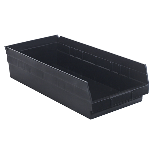 Economy Shelf Bin, 8-3/8" W x 4" H x 17-7/8" D, Black NRZ Safety Inc.