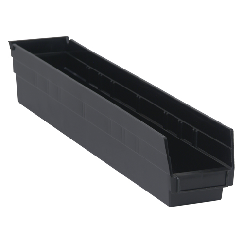 Economy Shelf Bin, 4-1/8" W x 4" H x 23-5/8" D, Black NRZ Safety Inc.