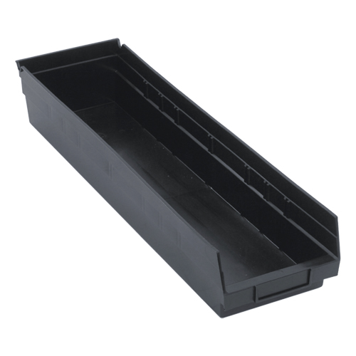 Economy Shelf Bin, 6-5/8" W x 4" H x 23-5/8" D, Black NRZ Safety Inc.