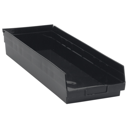 Economy Shelf Bin, 8-3/8" W x 4" H x 23-5/8" D, Black, 60 lbs. Capacity NRZ Safety Inc.