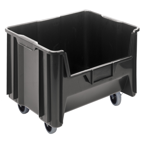 Bac g&eacute;ant mobile empilable, 12-7/16" ha x 19-7/8" la x 15-1/4" p, Capacit&eacute; de 250 lb, Noir NRZ Safety Inc.