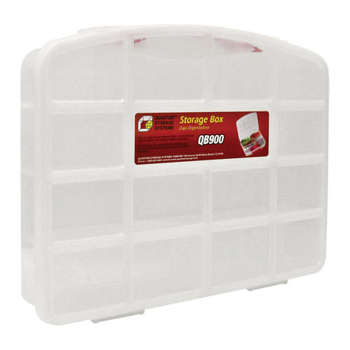 Clear Compartment Storage Box, 13" W x 10-1/4" D x 2-3/8" H, 10 Compartments NRZ Safety Inc.