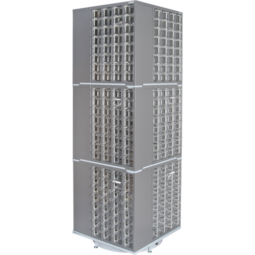 Armoire industrielle robuste avec carrousel &agrave; tiroirs, Acier, 384 tiroirs, 27" la x 27" p x 80" h, Gris NRZ Safety Inc.
