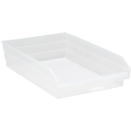 Shelf Bins, 11-1/8" W x 4" H x 17-7/8" D, Clear, 40 lbs. Capacity NRZ Safety Inc.