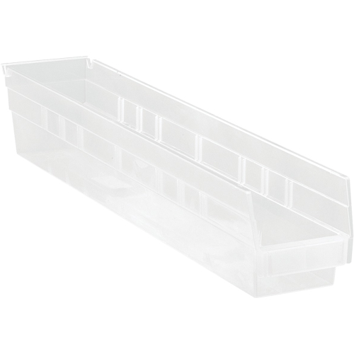 Shelf Bins, 4-1/8" W x 4" H x 23-5/8" D, Clear, 50 lbs. Capacity NRZ Safety Inc.