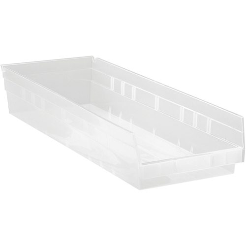 Bacs de rangement pour tablettes, 8-3/8" la x 4" H x 23-5/8" p, Transparent, Capacit&eacute; 50 lb NRZ Safety Inc.