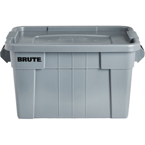 Brute Storage Tote with Lid, 27.88” D x 17.38” W x 15.13” H, 160 lbs. Capacity, Grey NRZ Safety Inc.