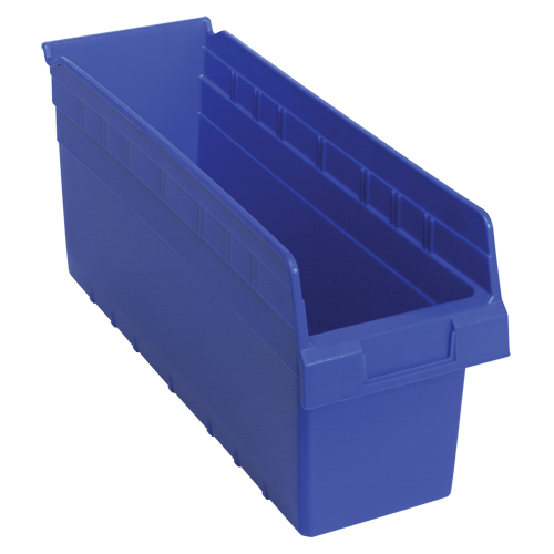 Store-Max Shelf Bins, 6-5/8" W x 8" H x 17-7/8" D, Blue, 56 lbs. Capacity NRZ Safety Inc.