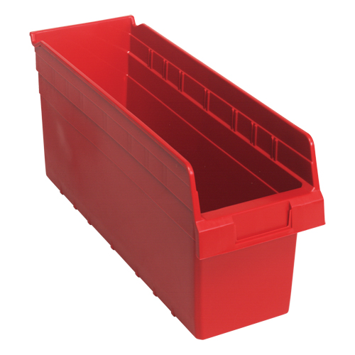 Store-Max Shelf Bins, 6-5/8" W x 8" H x 17-7/8" D, Red, 56 lbs. Capacity NRZ Safety Inc.