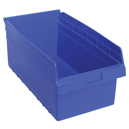 Store-Max Shelf Bins, 11-1/8" W x 8" H x 17-7/8" D, Blue, 56 lbs. Capacity NRZ Safety Inc.