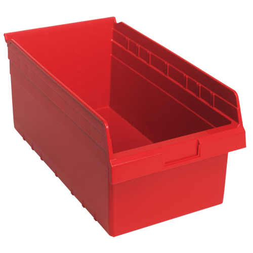 Store-Max Shelf Bins, 11-1/8" W x 8" H x 17-7/8" D, Red, 56 lbs. Capacity NRZ Safety Inc.