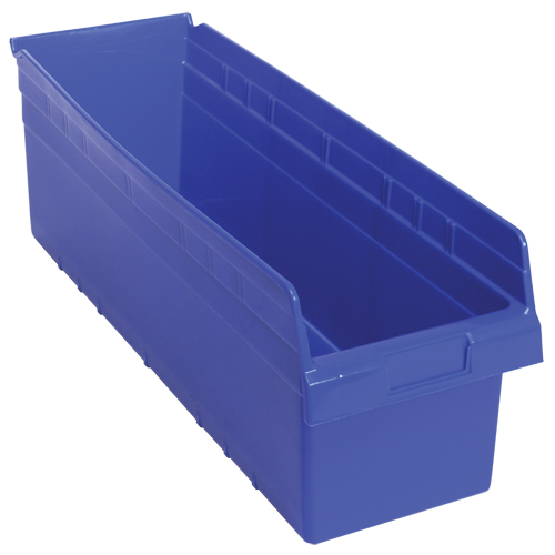 Store-Max Shelf Bins, 8-3/8" W x 8" H x 23-5/8" D, Blue, 68 lbs. Capacity NRZ Safety Inc.
