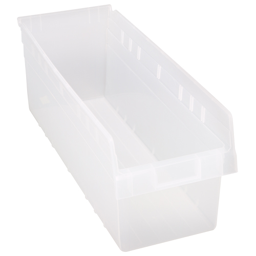 Store-Max Shelf Bins, 8-3/8" W x 8" H x 23-5/8" D, Clear, 68 lbs. Capacity NRZ Safety Inc.