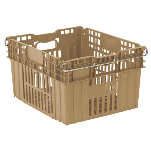 Agricultural Plastic Stack-N-Nest Container, 20" x 24" x 13.4", Beige NRZ Safety Inc.