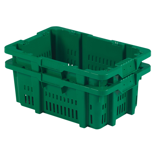 Food Handling Plastic Stack-N-Nest Container, 16" x 23.9" x 8.8", Green NRZ Safety Inc.