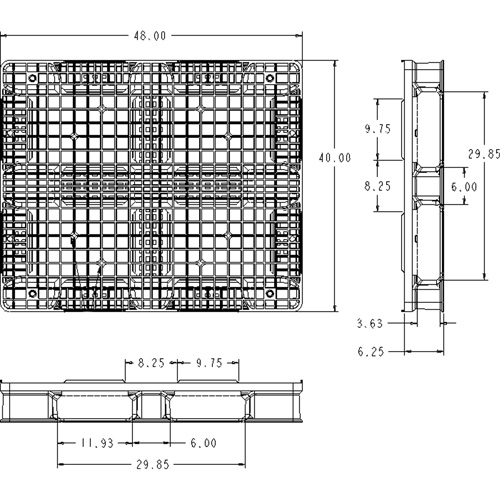 Palette en plastique RachoCell, Acc&egrave;s de Quatre c&ocirc;t&eacute;s, 48" lo x 40" la x 6-1/3" h NRZ Safety Inc.