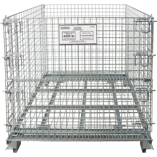 Collapsible Wire Container, 40" W x 48" D x 42" H, 4000 lbs. Capacity NRZ Safety Inc.
