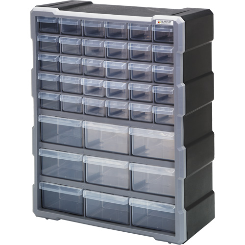 Drawer Cabinet, Plastic, 39 Drawers, 15" x 6-1/4" x 18-3/4", Black NRZ Safety Inc.