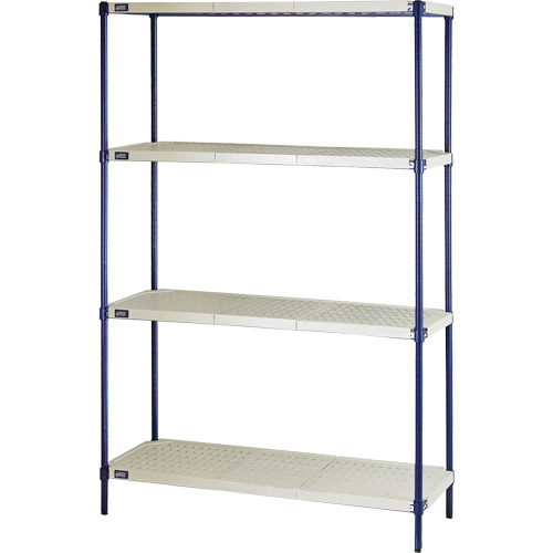 &eacute;tag&egrave;re en fils m&eacute;talliques avec tablettes en plastique, Cadre en fils m&eacute;talliques avec tablettes en plastique, Sans boulons, Capacit&eacute; 600 lb, 48" la x 72" h x 18" p NRZ Safety Inc.