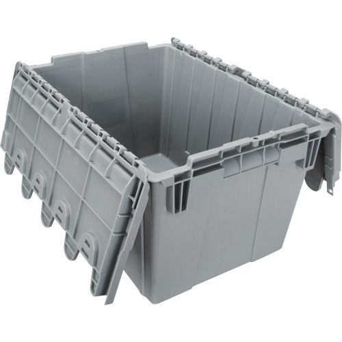 Contenant de distribution en plastique avec dessus basculant, 21,65" x 15,5" x 12,5", Gris NRZ Safety Inc.